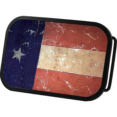 Texas State Grunge Flag Belt Buckle 4x2,75