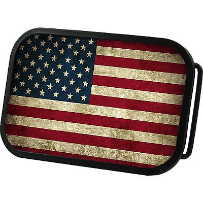 United States of America Grunge Flag Belt Buckle 4x2,75