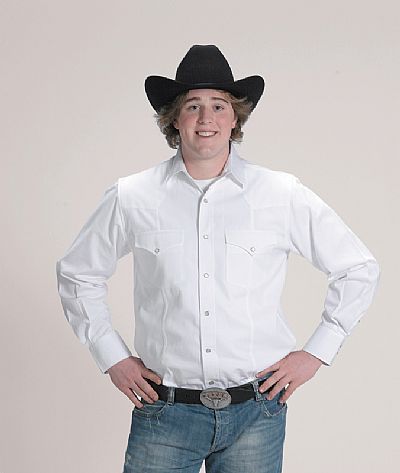 Men's Solid Color Western Shirt WHITE