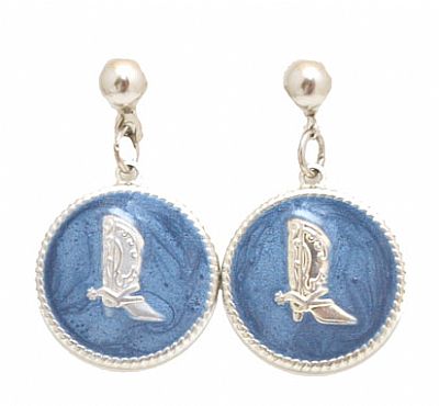 Boot Earrings with Blue Enamel