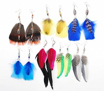 Feather Earrings, Assorted
