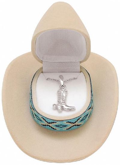 Boot Necklace in Cowboy Hat Gift Box *TAN*