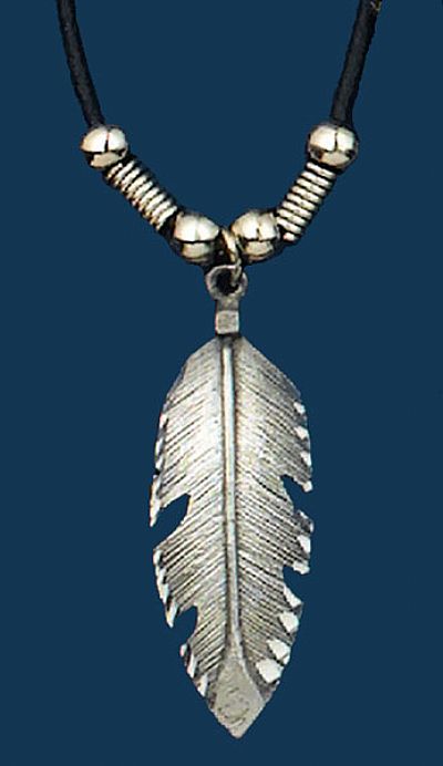 Feather Necklace on Leatherette Cord