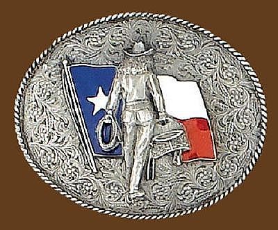 Texas Flag with Cowgirl  3" x 2-1/2"