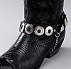 Black Leather Boot Chains - Round Conchos